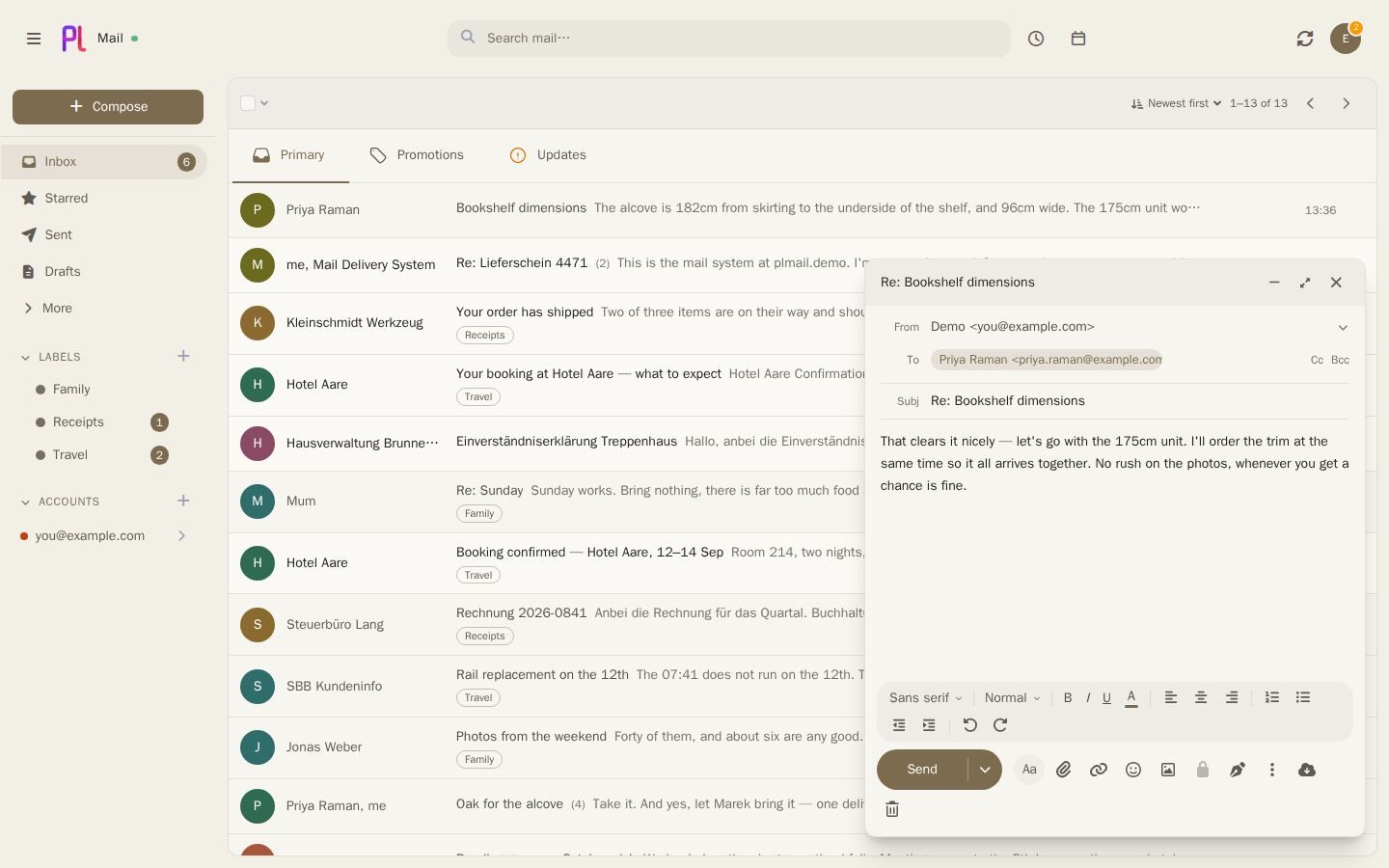 Writing a message